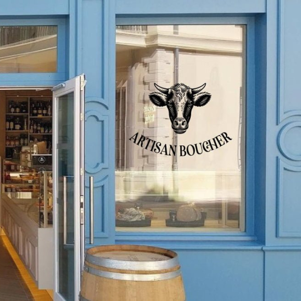 Sticker Artisan Boucher pour vitrine de boucherie