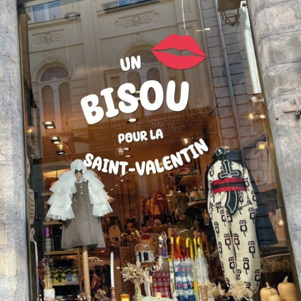 Sticker Un bisou pour la Saint-Valentin pour décoration de vitrine
