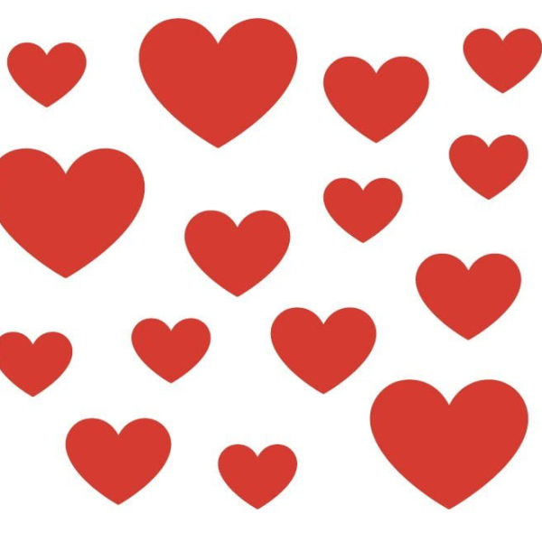Stickers gros coeurs pour vitrine