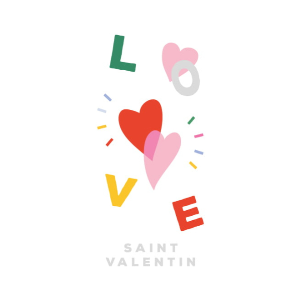 Sticker love saint valentin coloré