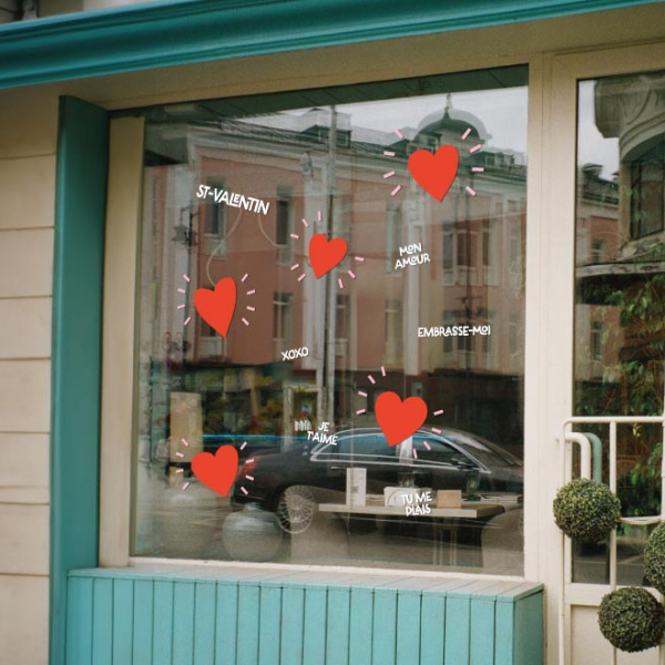 Décoration vitrine saint valentin