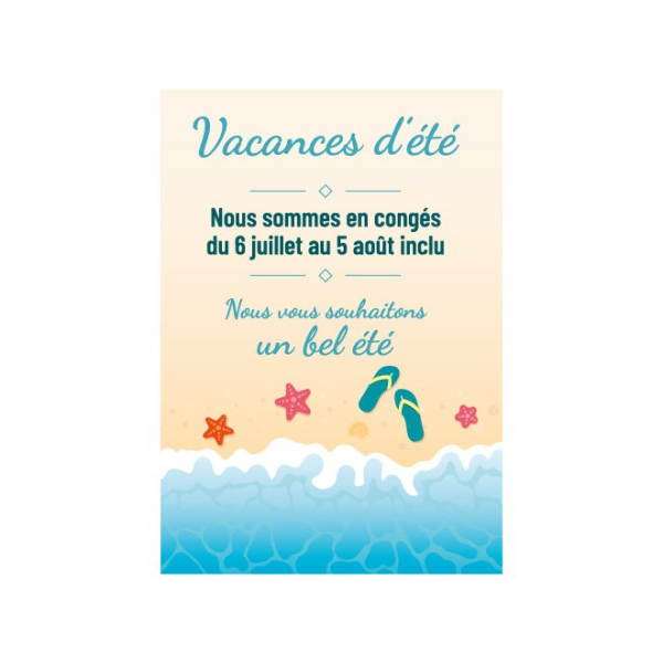 Affiche fermeture vacances d'été