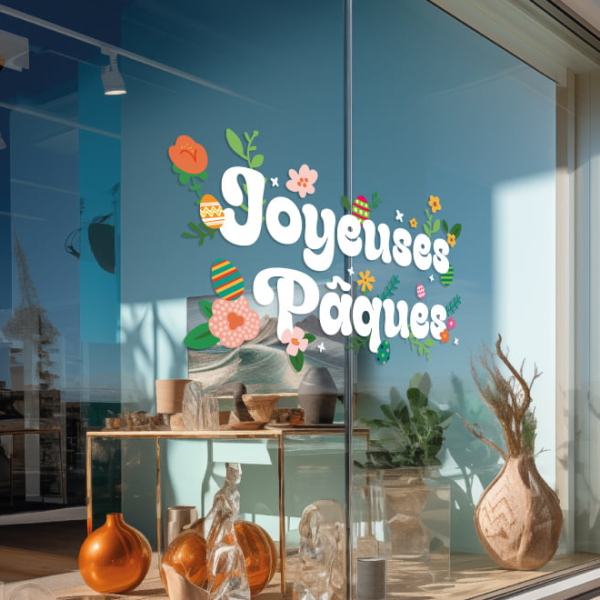 Sticker fleuri Joyeuses Pâques