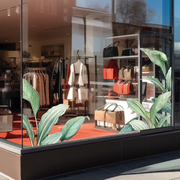 Décor géant plantes pour vitrine
