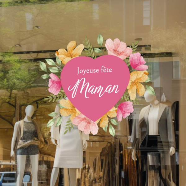Sticker vitrine joyeuse fête maman