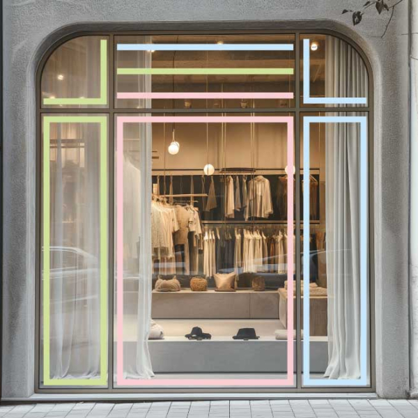Adhésifs bandes décoration vitrine
