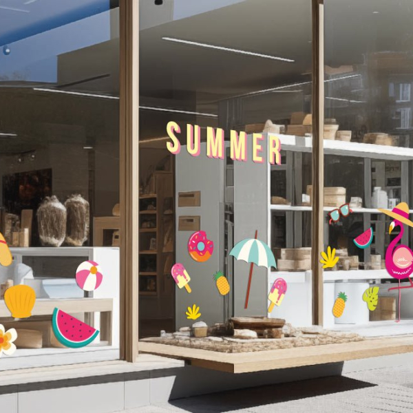 Stickers décoration vitrine summer
