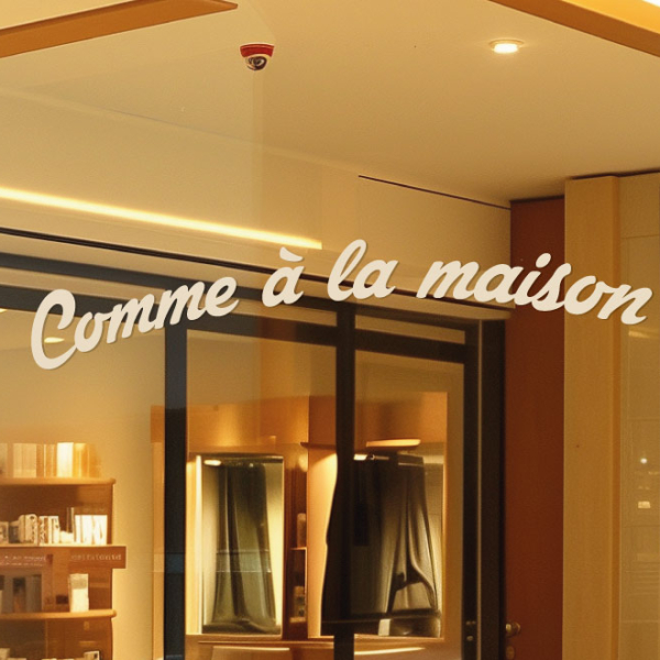 Lettrage vitrine Comme à la maison