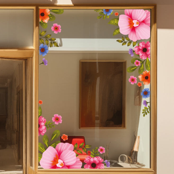 Sticker Décoration vitrine florale