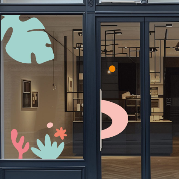Décoration vitrine stickers pastels