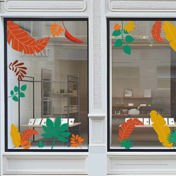 Décoration d'automne pour vitrine
