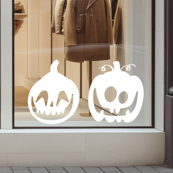 Stickers vitrine Lot Citrouilles Effrayantes