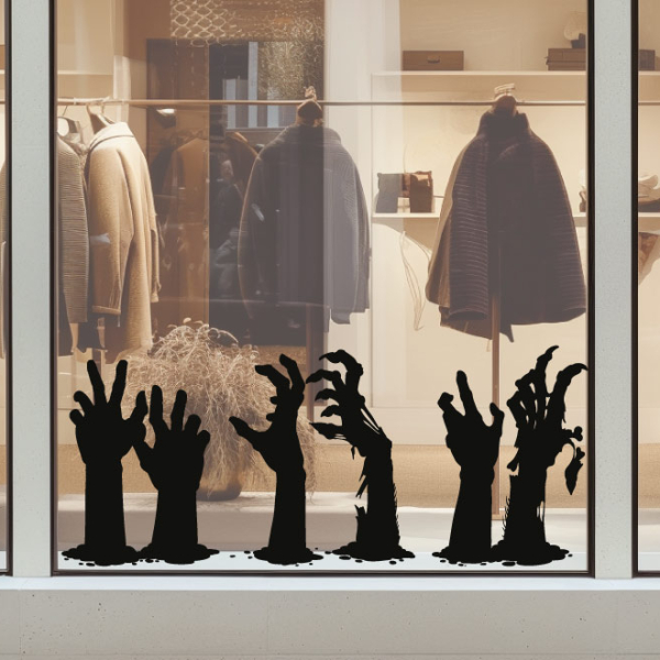 Stickers vitrine Mains de zombies
