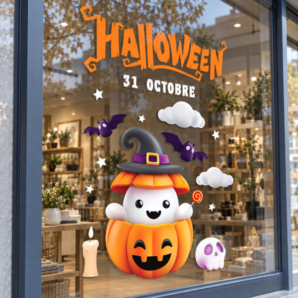 Sticker décoration vitrine Halloween H049