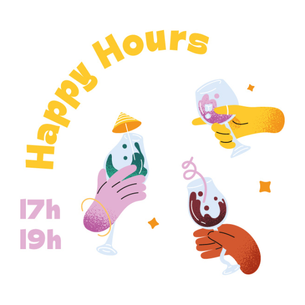 Sticker vitrine Happy Hours festif retro