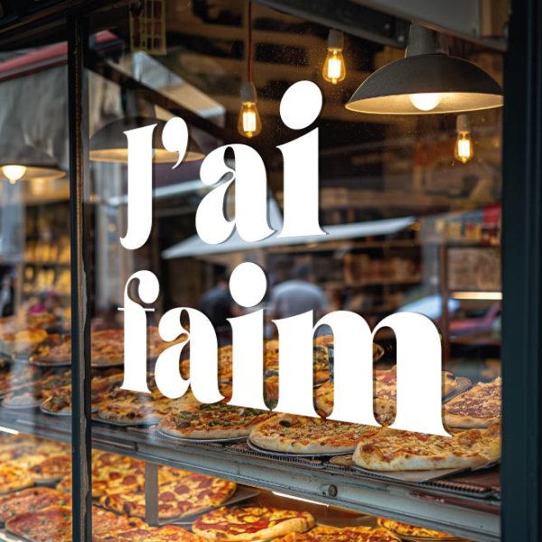 Adhésif vitrine J'ai Faim