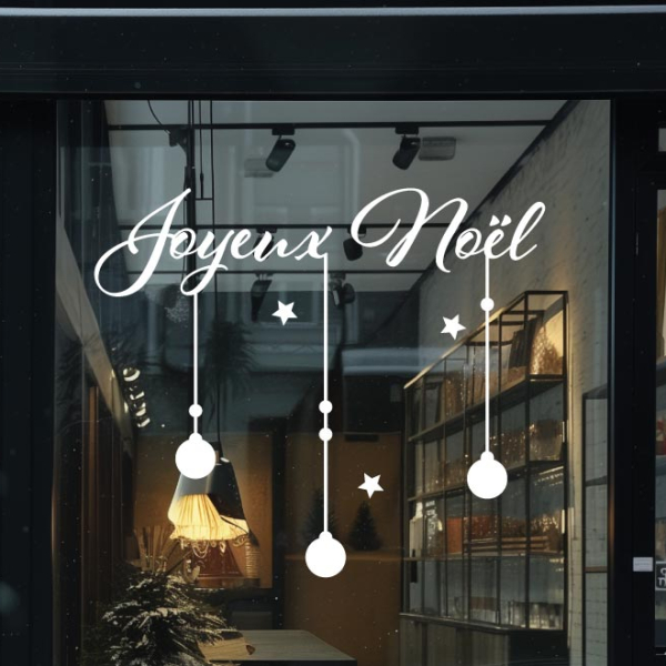 Sticker Joyeux Noël boules suspendues