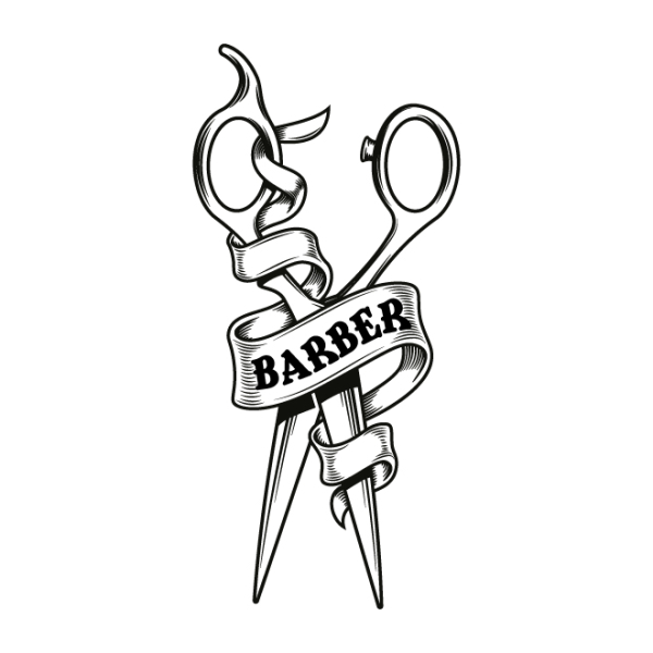Adhésif vitrine barber ciseaux