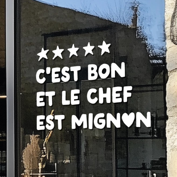 Sticker humour restaurant chef mignon