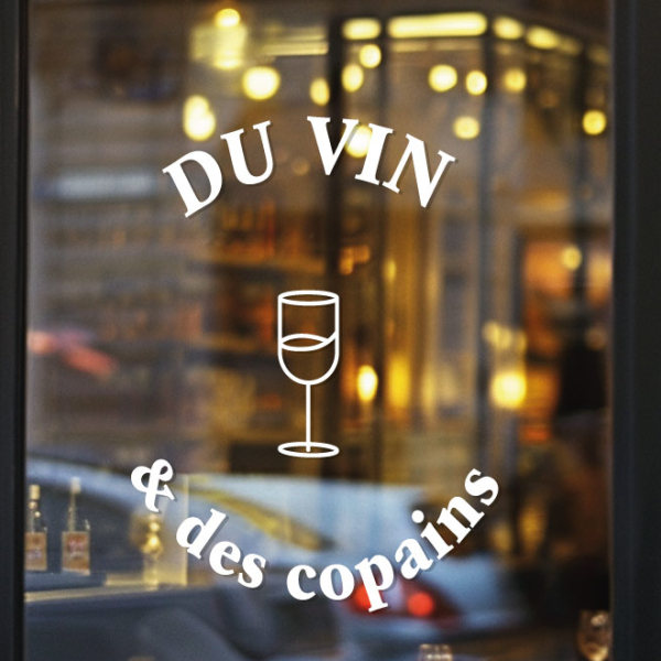 Sticker vitrine Du vin et des copains