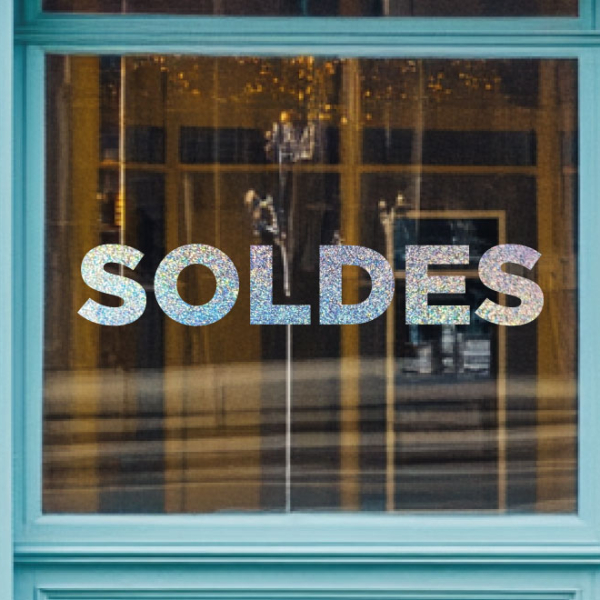 Sticker Holographique vitrine Soldes