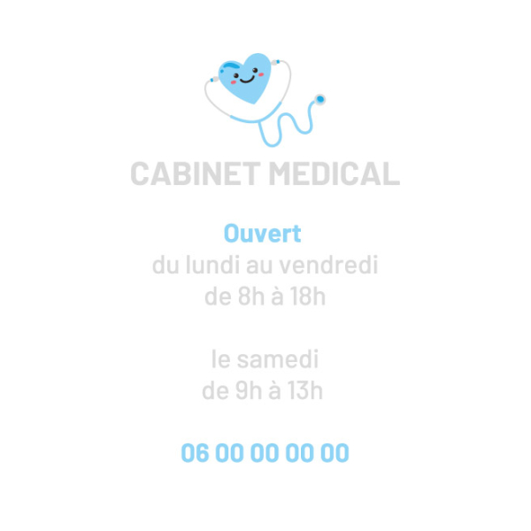 Adhésif horaires Cabinet medical bleu
