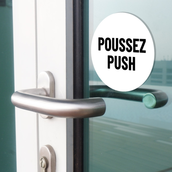 Adhésif poussez tirez français anglais