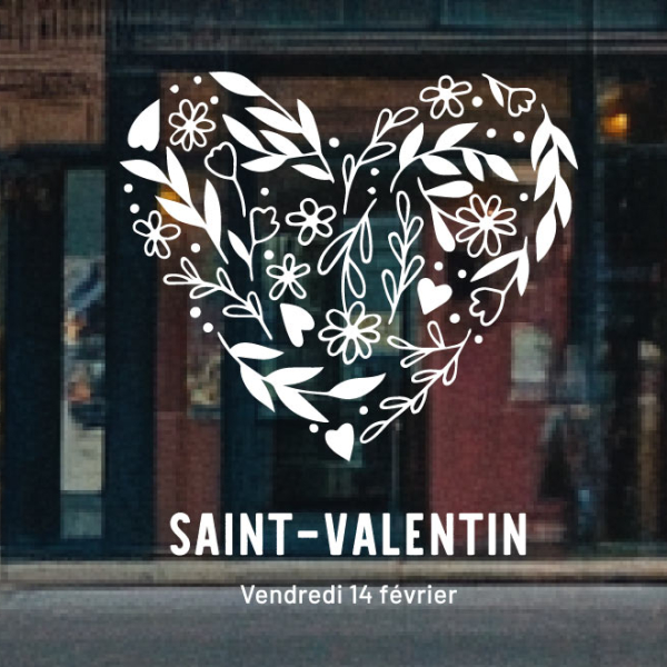 Adhésif Saint-Valentin coeur en fleurs