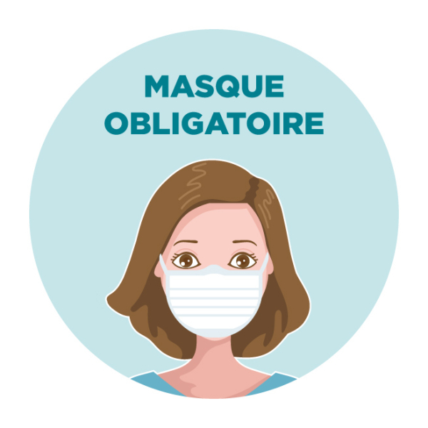 Sticker à coller masque obligatoire