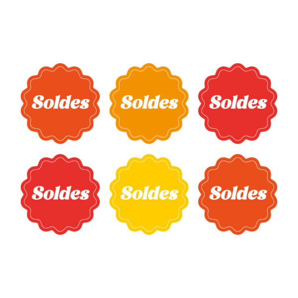 Planche de stickers Soldes colorés