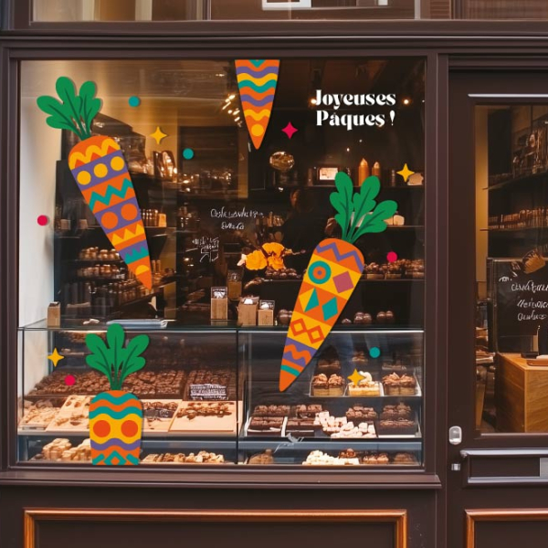 Carottes décoratives vitrine pâques PA074