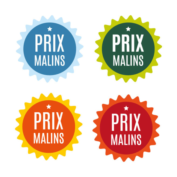 Sticker soleil PRIX MALINS coloré PM044
