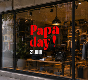 Sticker vitrine rouge Papa day FP038