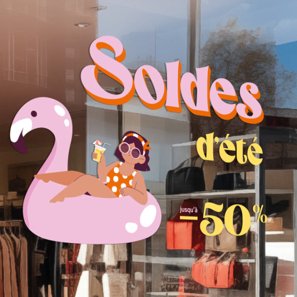 Sticker Soldes d'été bouée rose SO139